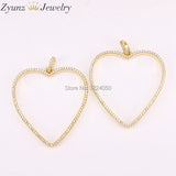 5PCS Clear CZ Hollow Heart Charm Pendant for Women Girl Jewelry