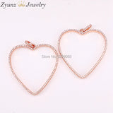 5PCS Clear CZ Hollow Heart Charm Pendant for Women Girl Jewelry