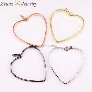 5PCS Clear CZ Hollow Heart Charm Pendant for Women Girl Jewelry