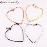 5PCS Clear CZ Hollow Heart Charm Pendant for Women Girl Jewelry