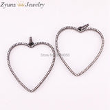 5PCS Clear CZ Hollow Heart Charm Pendant for Women Girl Jewelry