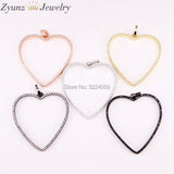 5PCS Clear CZ Hollow Heart Charm Pendant for Women Girl Jewelry