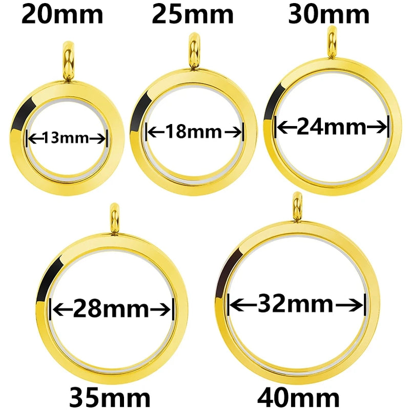 5PCS Stainless Steel High Glass Locket Pendants for Jewelry Making