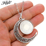 5PCS Moon Pendant Necklaces 20mm Blank Tray DIY Epoxy Resin Jewelry