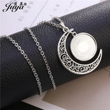 5PCS Moon Pendant Necklaces 20mm Blank Tray DIY Epoxy Resin Jewelry