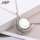 5PCS Moon Pendant Necklaces 20mm Blank Tray DIY Epoxy Resin Jewelry