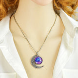 5PCS Moon Pendant Necklaces 20mm Blank Tray DIY Epoxy Resin Jewelry