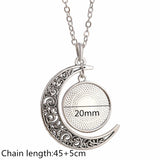 5PCS Moon Pendant Necklaces 20mm Blank Tray DIY Epoxy Resin Jewelry