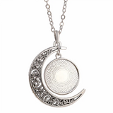 5PCS Moon Pendant Necklaces 20mm Blank Tray DIY Epoxy Resin Jewelry