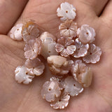 5PCS Carved Pink Mother of Pearl Shell Beads for Jewelry Making