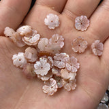 5PCS Carved Pink Mother of Pearl Shell Beads for Jewelry Making