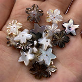 5PCS Mother Of Pearl Shell Beads Flower Shaped Back Shell