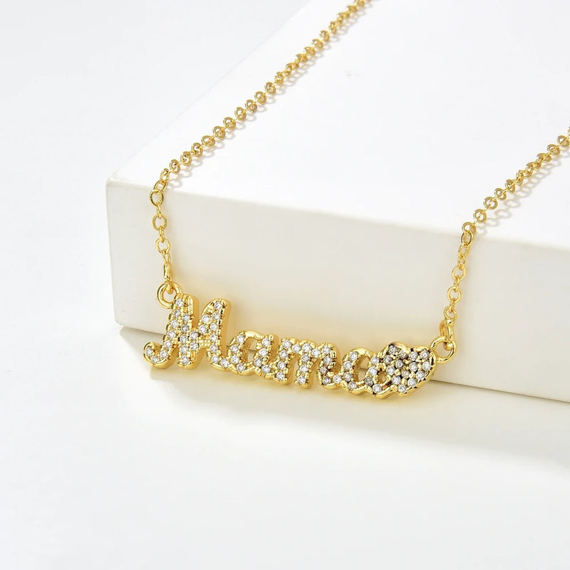 Mother's Mama Letter Pendant Necklace For Women Mom Choker Jewelry