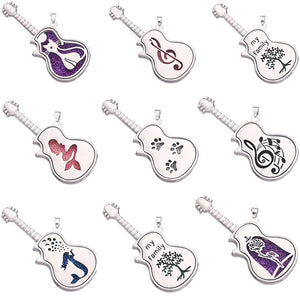 5PCS Musical Guitar Essential Oil Diffuser Necklace Keychain