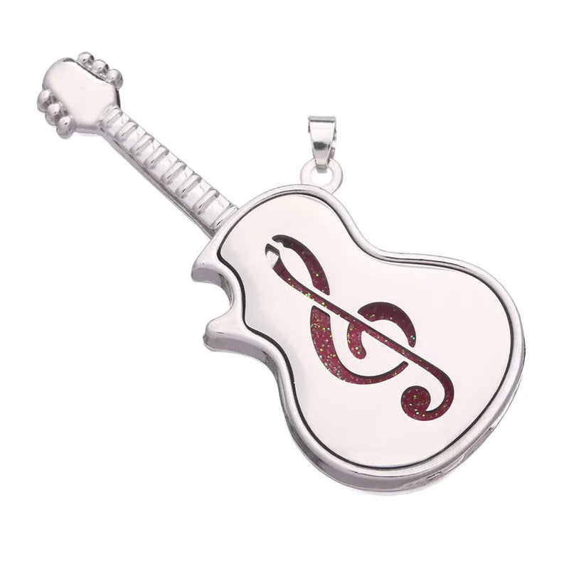 5PCS Musical Guitar Essential Oil Diffuser Necklace Keychain