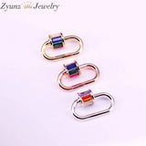 5PCS Multi-color CZ Micro Pave Crystal Zirconia Clasp Oval Shaped Lock Carabiner