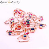 5PCS Multi-color CZ Micro Pave Crystal Zirconia Clasp Oval Shaped Lock Carabiner