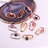 5PCS Multi-color CZ Micro Pave Crystal Zirconia Clasp Oval Shaped Lock Carabiner