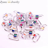 5PCS Multi-color CZ Micro Pave Crystal Zirconia Clasp Oval Shaped Lock Carabiner
