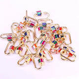 5PCS Multi-color CZ Micro Pave Crystal Zirconia Clasp Oval Shaped Lock Carabiner