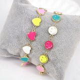 5PCS Enamel Smiley & Heart Bracelet Women Charm Jewelry Gift