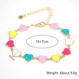 5PCS Enamel Smiley & Heart Bracelet Women Charm Jewelry Gift