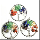 5PCS Gem Stone Chips Tree Women's Necklaces Pendants DIY Collections