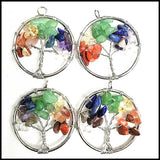 5PCS Gem Stone Chips Tree Women's Necklaces Pendants DIY Collections