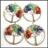 5PCS Gem Stone Chips Tree Women's Necklaces Pendants DIY Collections