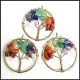 5PCS Gem Stone Chips Tree Women's Necklaces Pendants DIY Collections