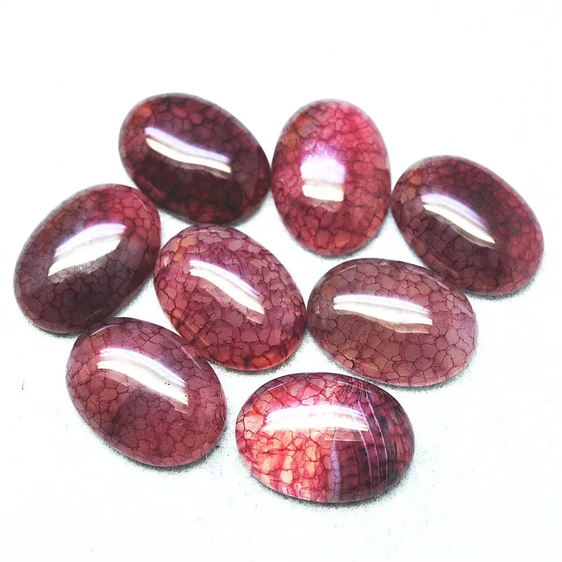 5PCS Natural Crack Stone Cabochons 18x25MM NO HOLE Loose Beads Cabs Oval Shape