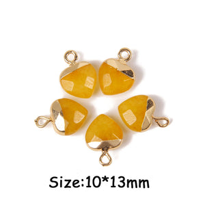 5PCS Natural Heart Stone Pendants Charms Amethysts Agat Beads