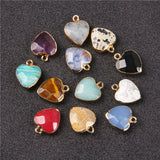 5PCS Natural Heart Stone Pendants Charms Amethysts Agat Beads