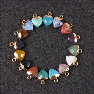 5PCS Natural Heart Stone Pendants Charms Amethysts Agat Beads
