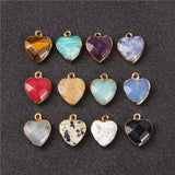 5PCS Natural Heart Stone Pendants Charms Amethysts Agat Beads