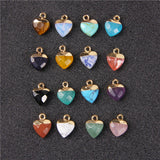 5PCS Natural Heart Stone Pendants Charms Amethysts Agat Beads