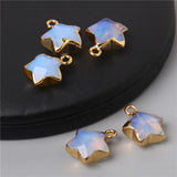 5PCS Natural Stone Star Shape Pendants for DIY Jewelry Making