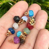 5PCS Faceted Tiny Stone Charms Geometric Gems Pendant DIY Jewelry Making