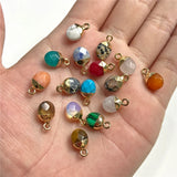 5PCS Natural Geometric Stone Pendants Colorful Gems Pendant