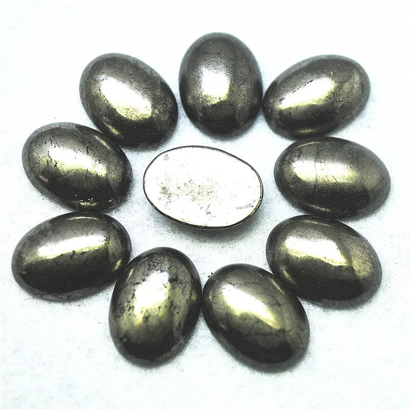 5PCS Natural Pyrite Stone Cabochons Oval Shape 13x18MM 15x20MM