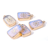 5PCS Natural Stone Pendants Opal Tiger Eye Charms for Jewelry Making