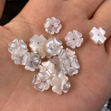 5PCS Natural Shell Beads Mother Of Pearl Carved-flowered For Jewelry Making