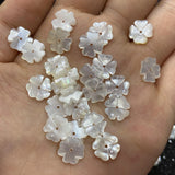 5PCS Natural Shell Beads Mother Of Pearl Carved-flowered For Jewelry Making