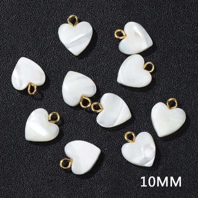 5PCS Mother of Pearl Heart Shell Pendants for Jewelry Making