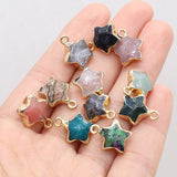 5PCS Natural Stone Star Charms Mixed Crystal Pendant for Jewelry Making DIY