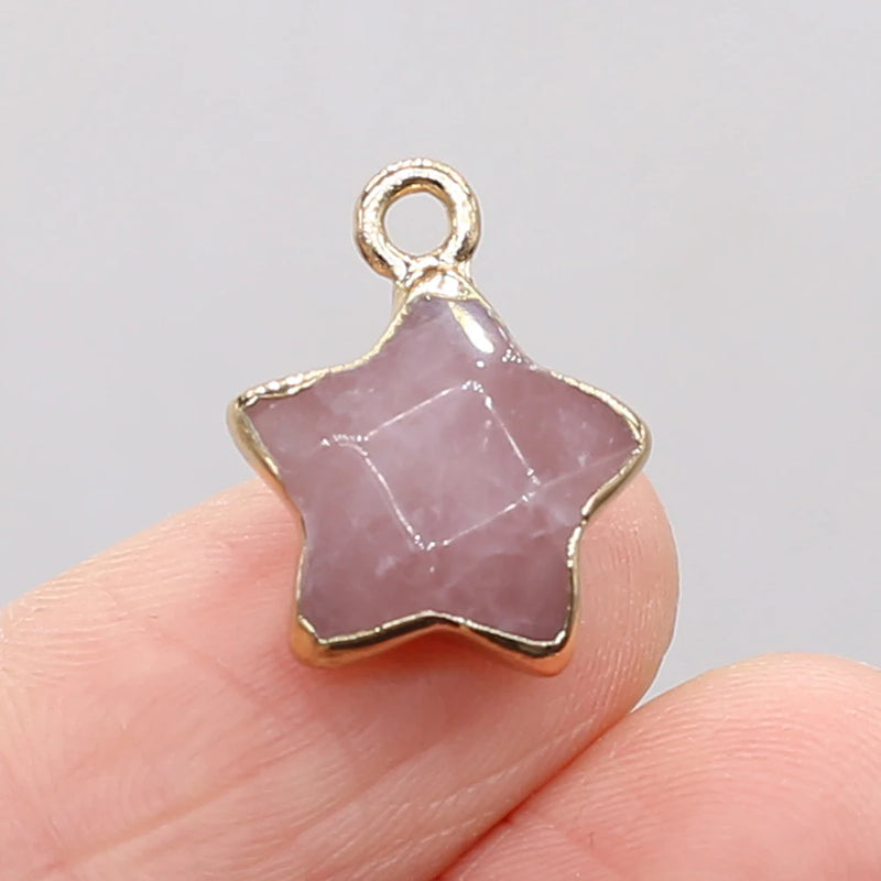 5PCS Natural Stone Star Charms Mixed Crystal Pendant for Jewelry Making DIY