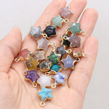 5PCS Natural Stone Star Charms Mixed Crystal Pendant for Jewelry Making DIY