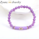 5PCS Natural Stone Bead Bracelet w/ Enamel Eye Charm