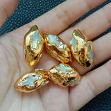 5PCS Natural Shell Cross Plated Beads For Jewelry 15x30mm