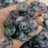 5PCS Fluorite Stone Pendants Donuts Shape 15MM DIY Bracelet Necklace Findings